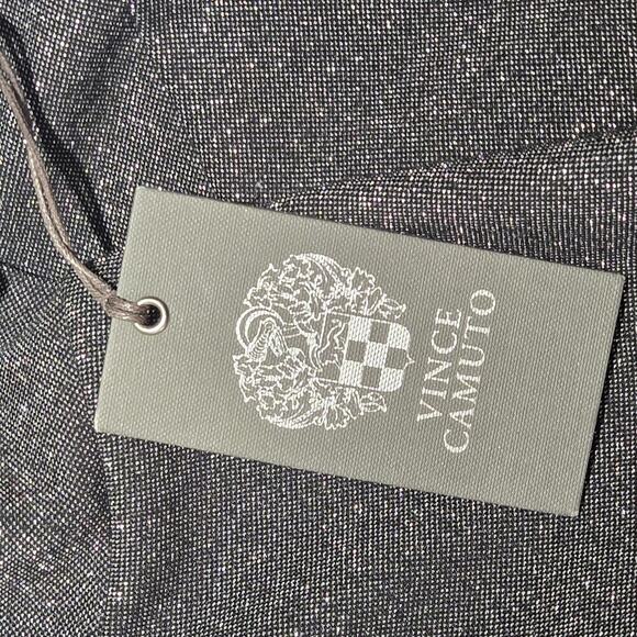 Vince Camuto Off-the-Shoulder Metallic Shimmer Bell Sleeves Dress Black PLUS 3X - Picture 8 of 9